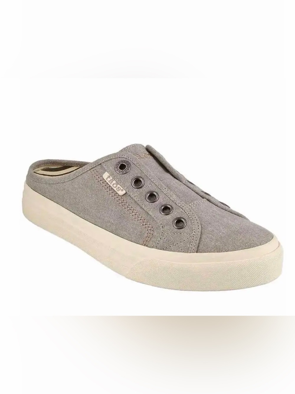 Taos EZ Soul Grey Wash Canvas Arch Support Comfy Slip-On Sneaker Mules NWT Sz 8